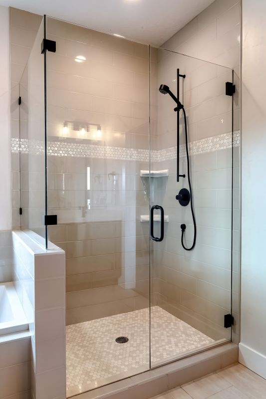 Contemporary Shower with Black Accents